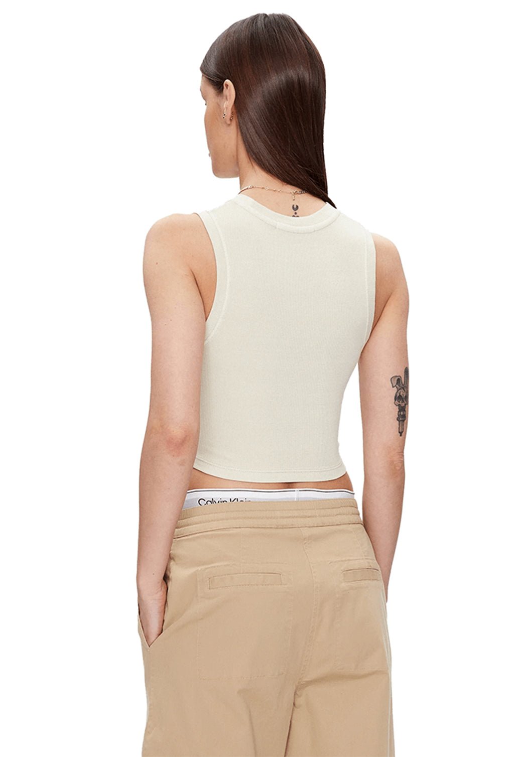 MINERAL DYE RIB TANK TOP Classic Beige 893626967 - Calvin Klein