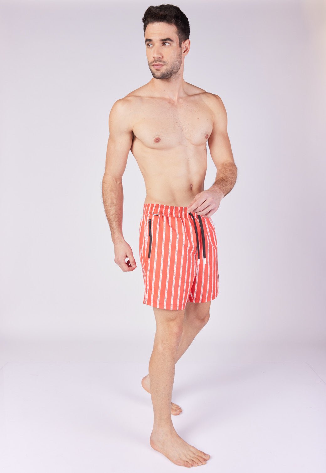 מכנסי בגד ים בהדפס פסים גברים - Replay
