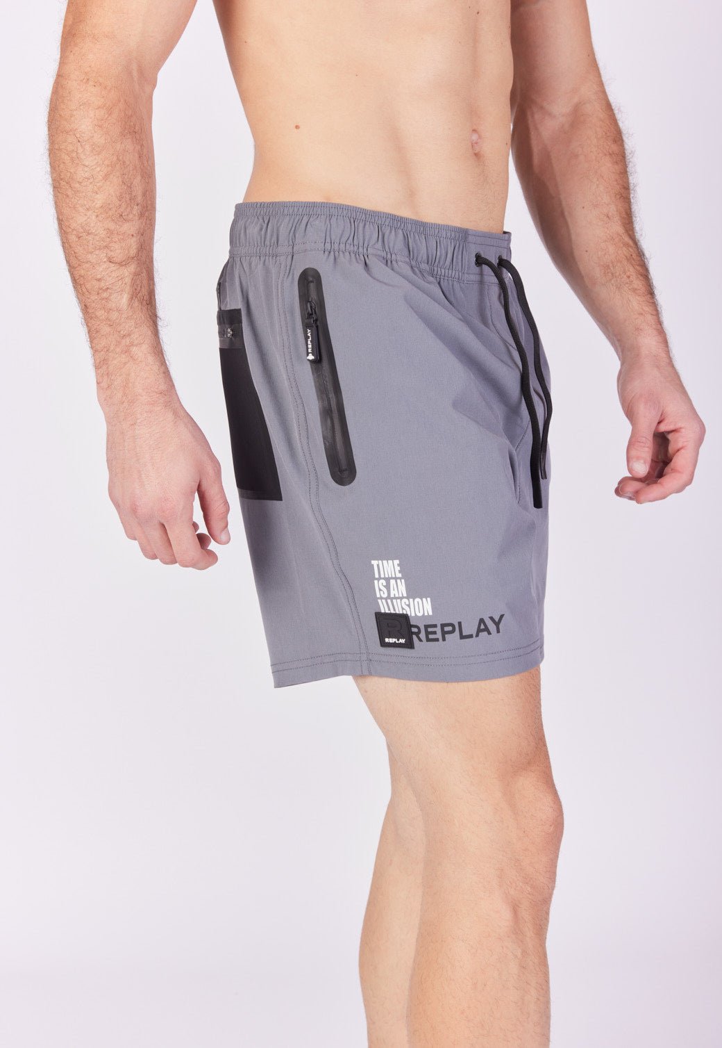 מכנסי בגד ים עם הדפסי לוגו גברים - Replay