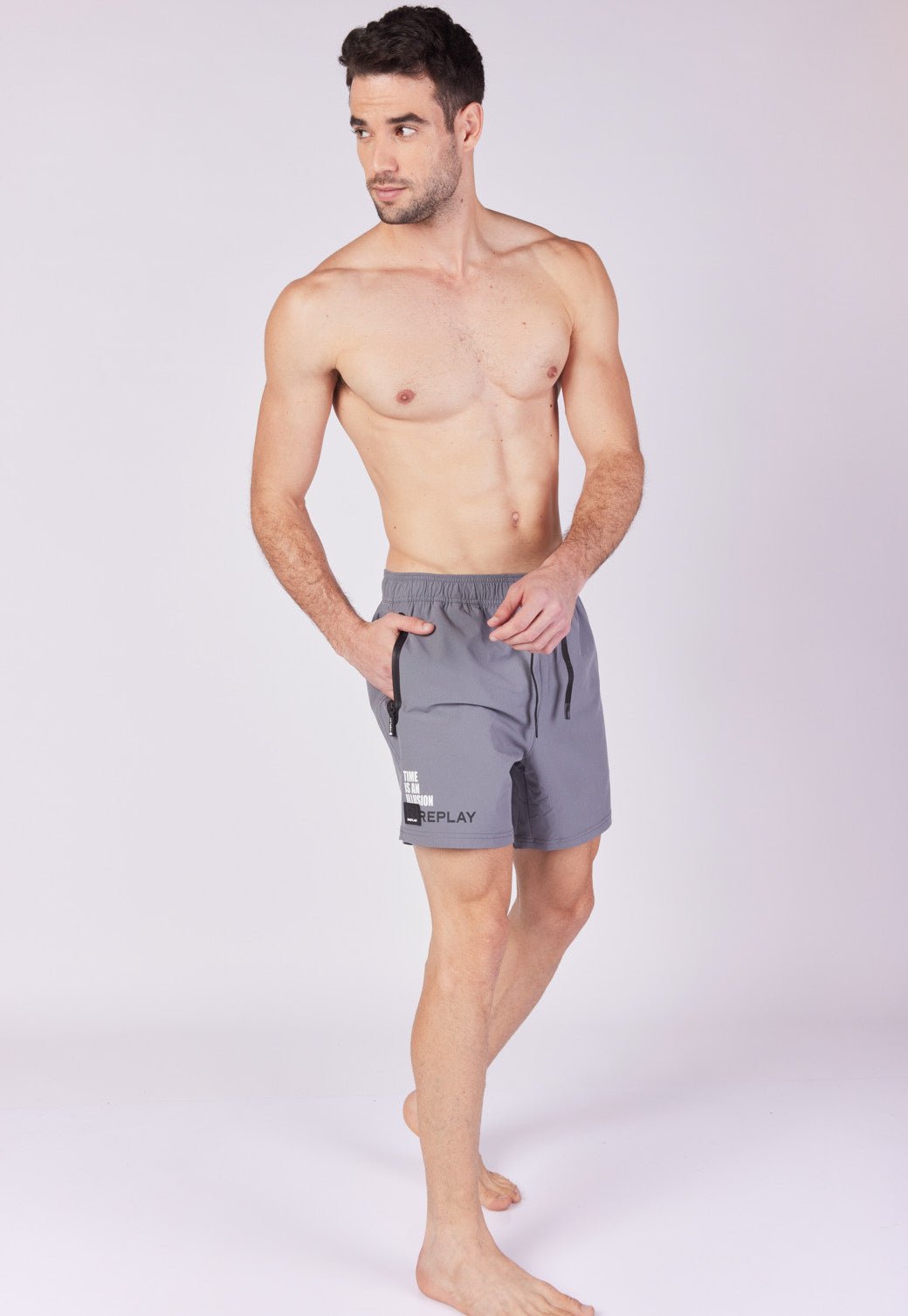 מכנסי בגד ים עם הדפסי לוגו גברים - Replay