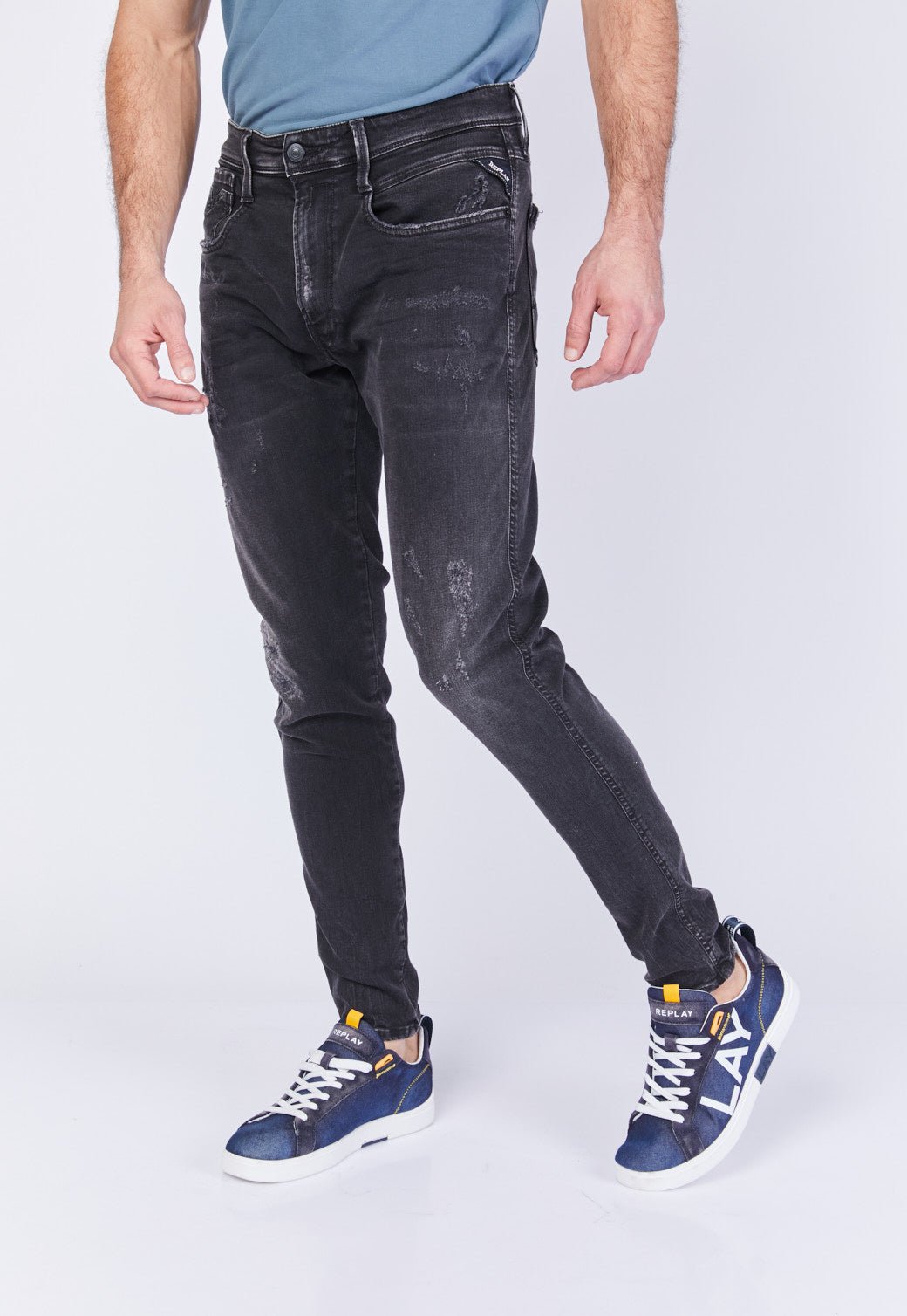 מכנסי ג'ינס Slim Fit BRONNY עם קרעים גברים - Replay