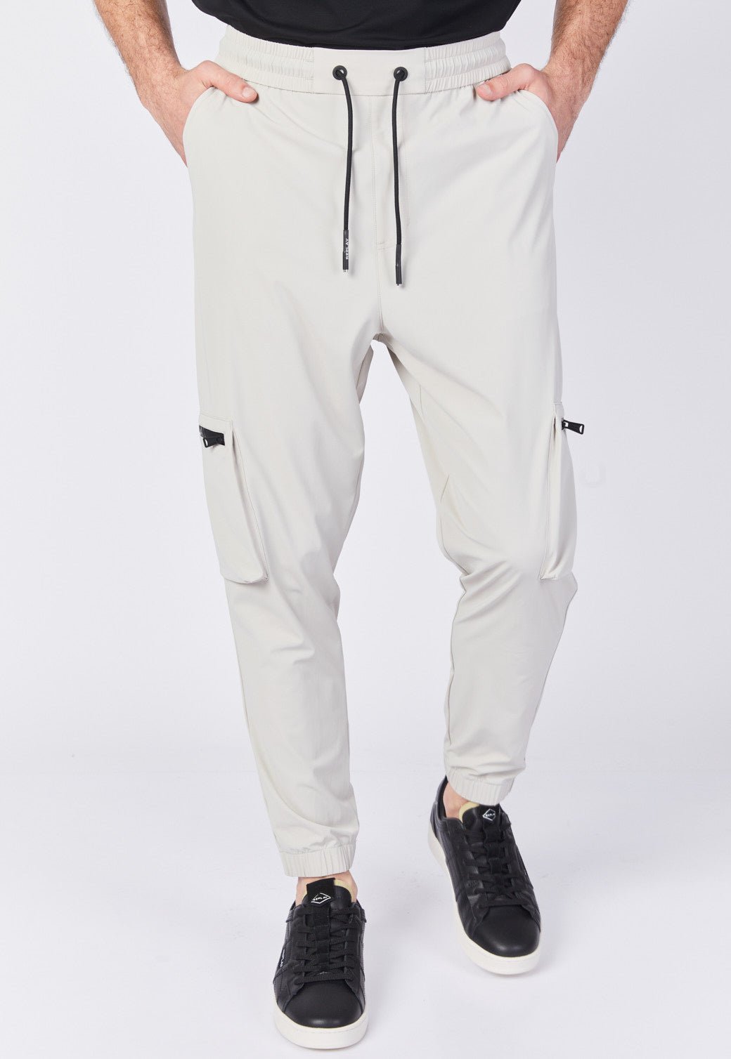 מכנסי טרנינג ארוכים מבד ניילון בצבע בז' גברים - Replay