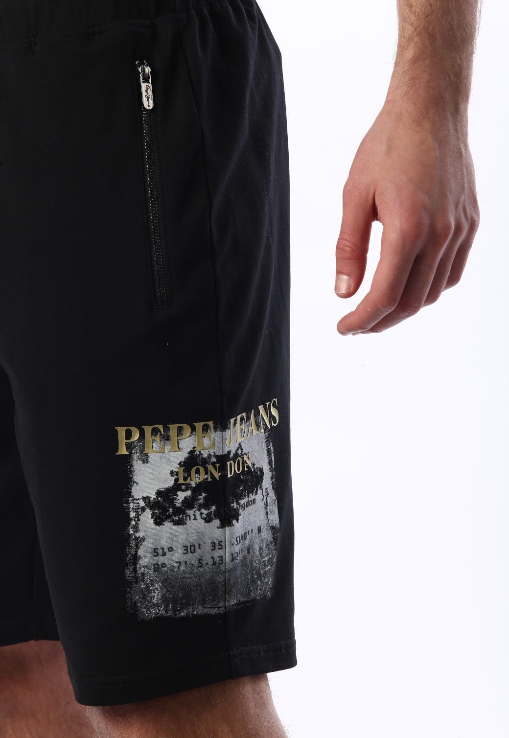 מכנסי טרנינג קצרים עם הדפס לוגו בצד שמאל לגברים - Pepe Jeans