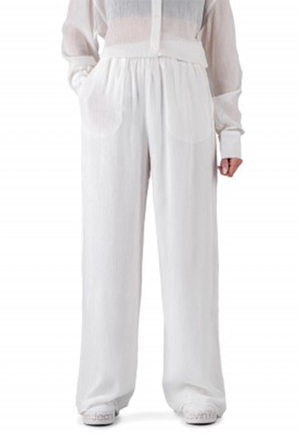 NKLE LONG STRAIGHT PANTS Ancient White 893626923 - Calvin Klein