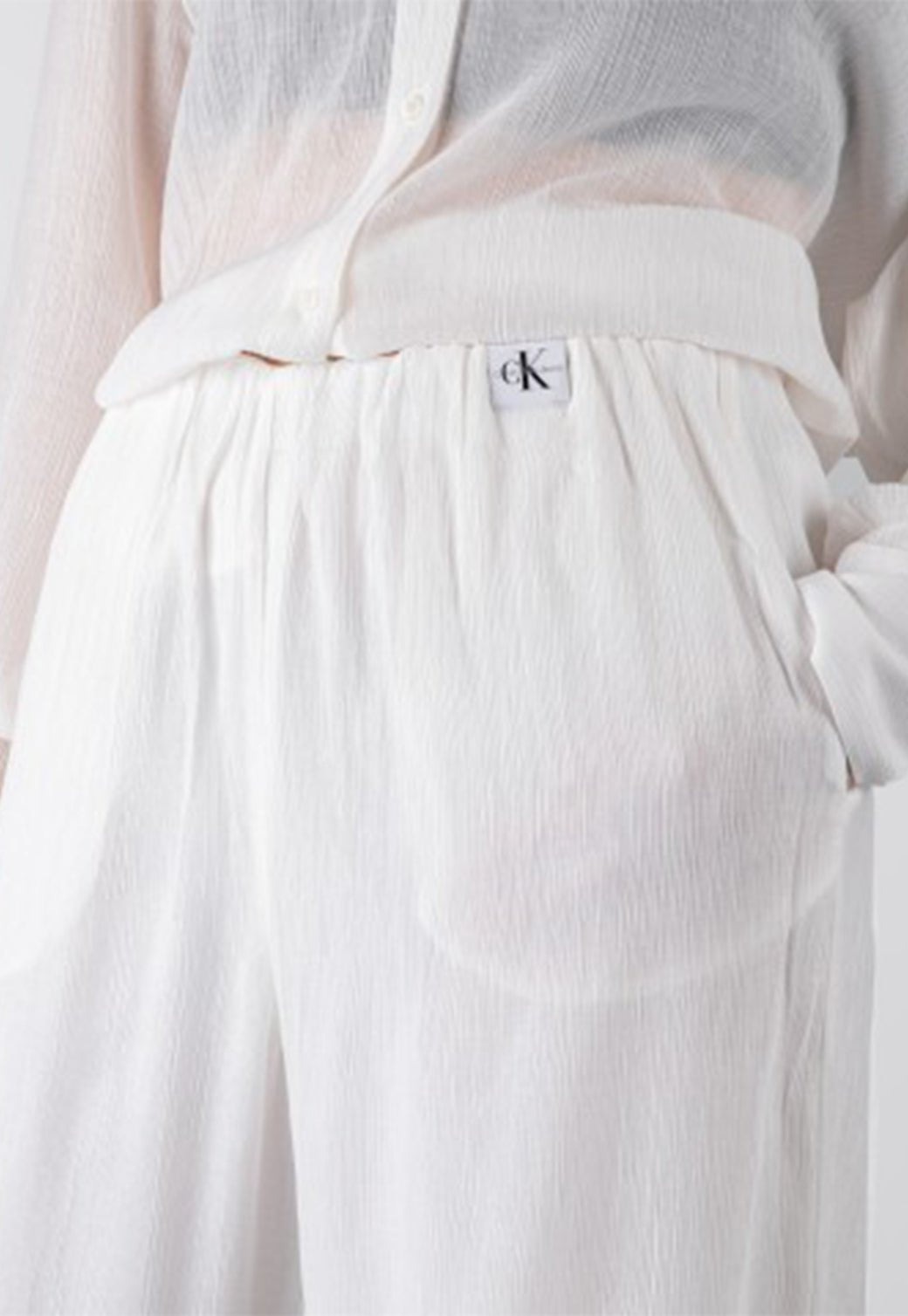 NKLE LONG STRAIGHT PANTS Ancient White 893626923 - Calvin Klein