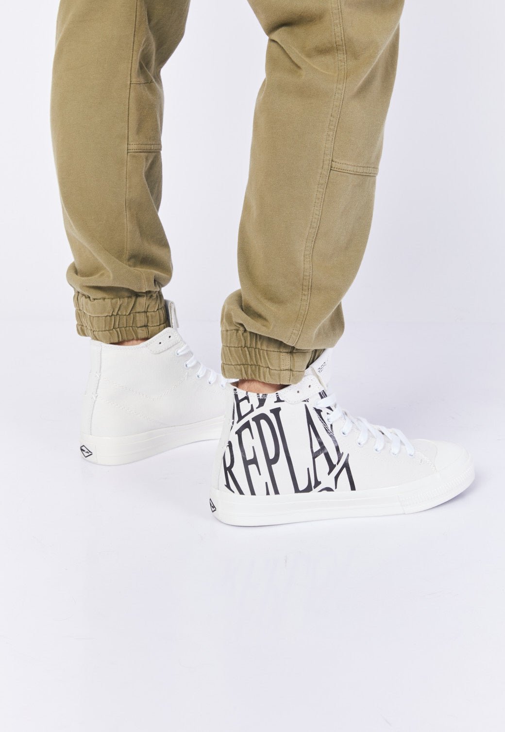 נעלי סניקרס גבוהות Snap Denim Print עם הדפס לוגו גברים - Replay
