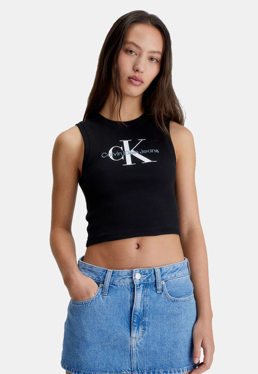 RCHIVAL MONOLOGO RIB TANK TOP Ck Black 893626959 - Calvin Klein