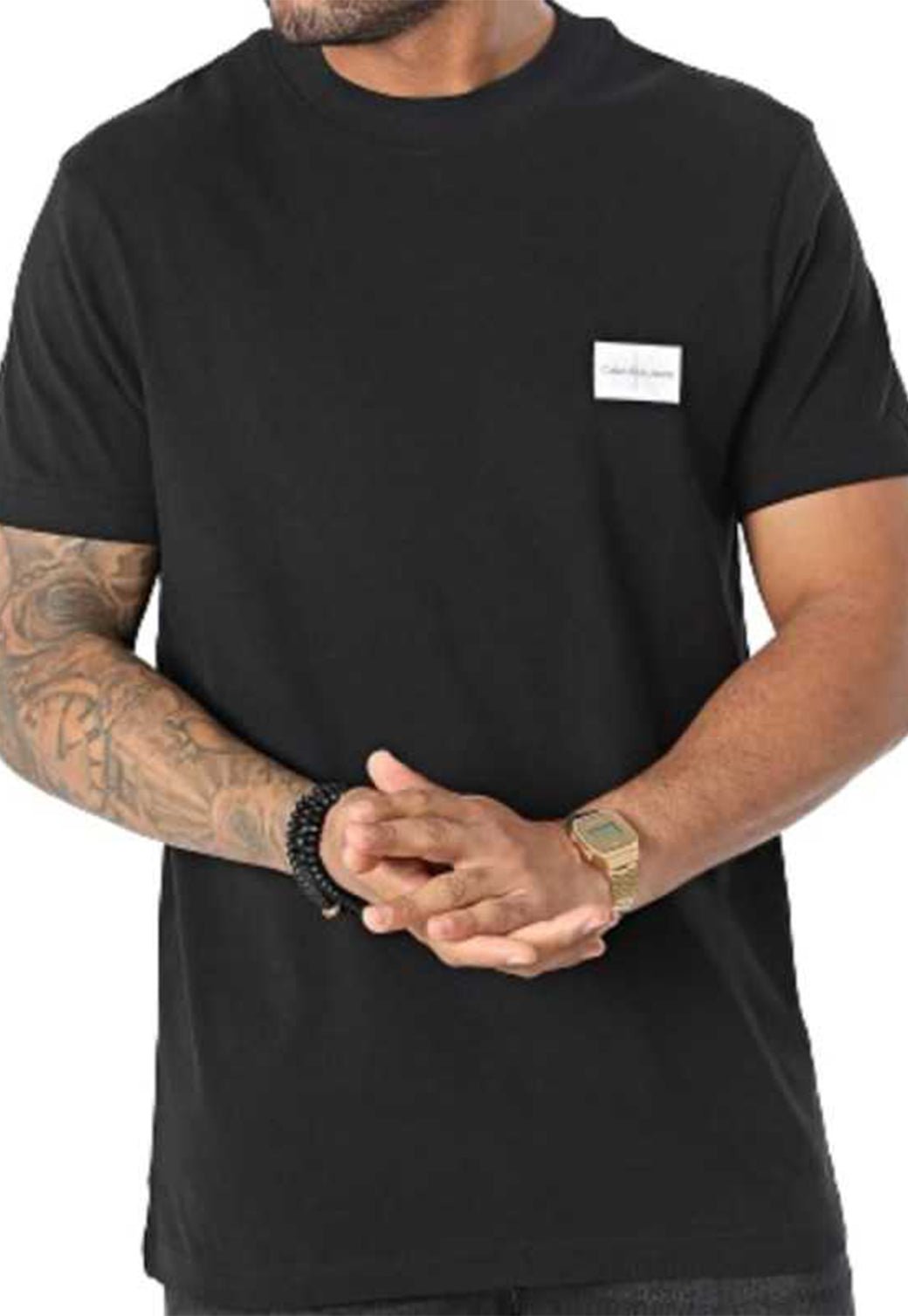 SHRUNKEN BADGE TEE Ck Black 893625232 - Calvin Klein