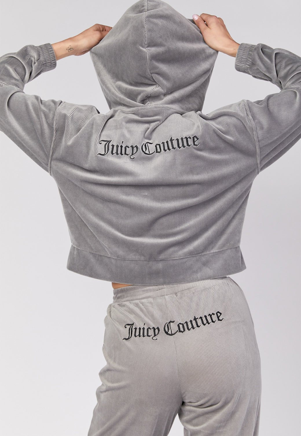 סווטשירט קפוצ'ון קטיפה Rib נשים - Juicy Couture