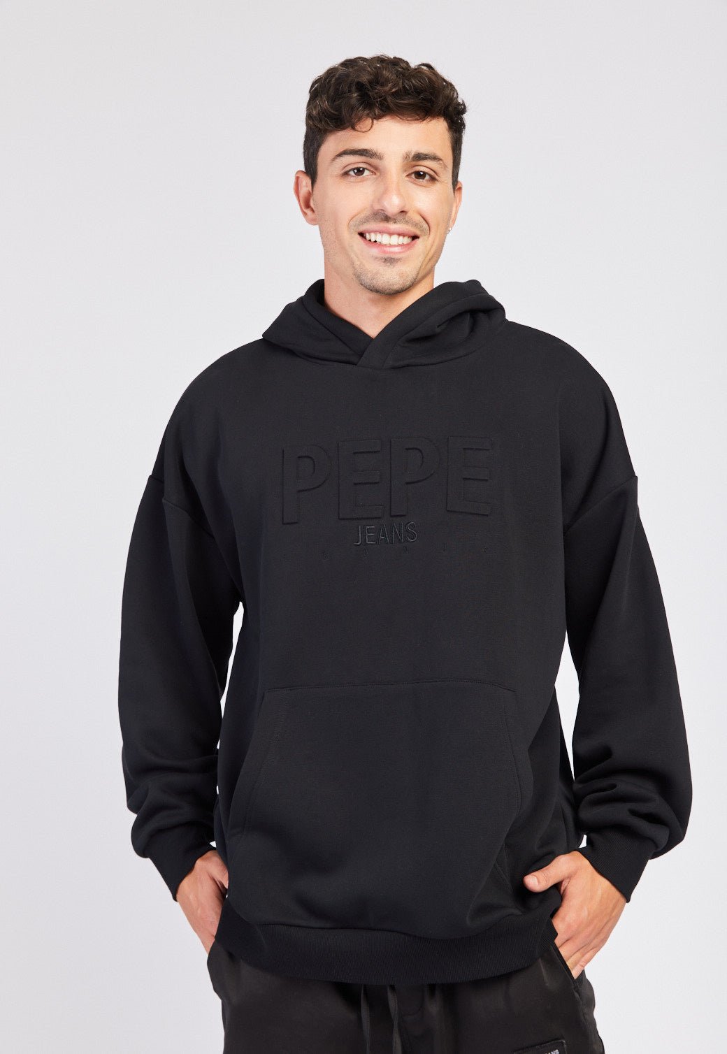 סווטשירט קפוצ'ון לוגו מובלט לגברים - Pepe Jeans