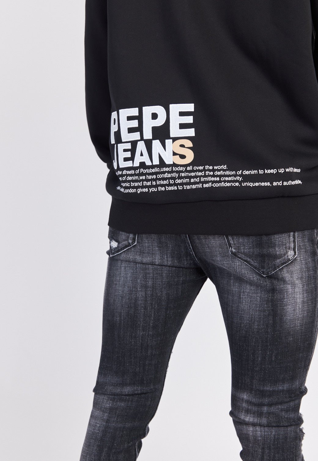 סווטשירט קפוצ'ון מרוכסן לוגו רקום לגברים - Pepe Jeans