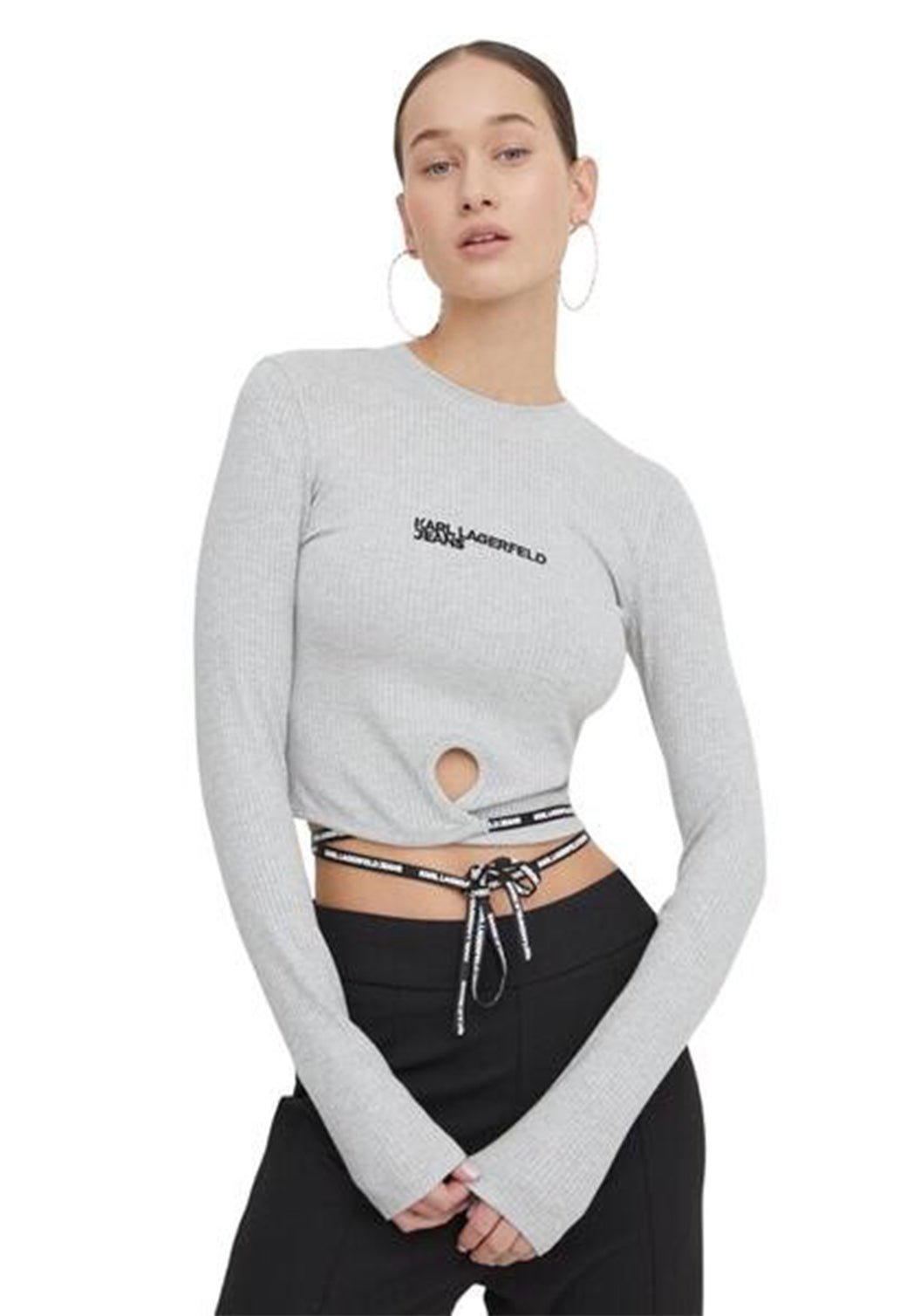 חולצה ארוכה Ribbed Tied נשים - Karl Lagerfeld
