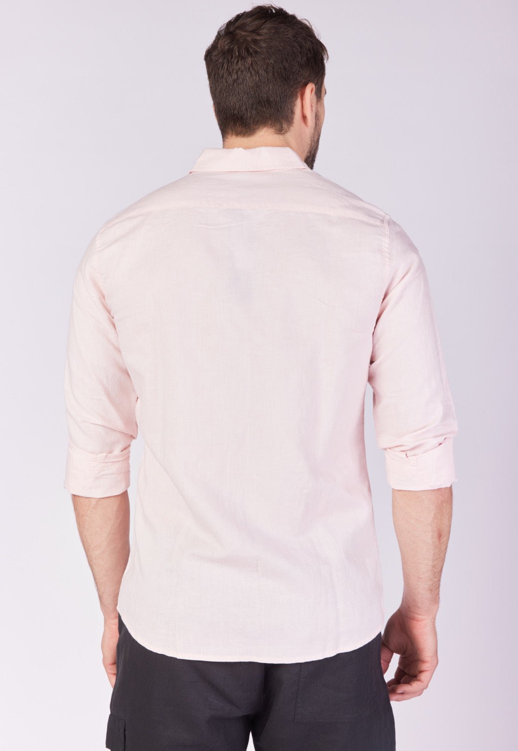 חולצה מכופתרת שרוול ארוך מבד פשתן גברים - Replay
