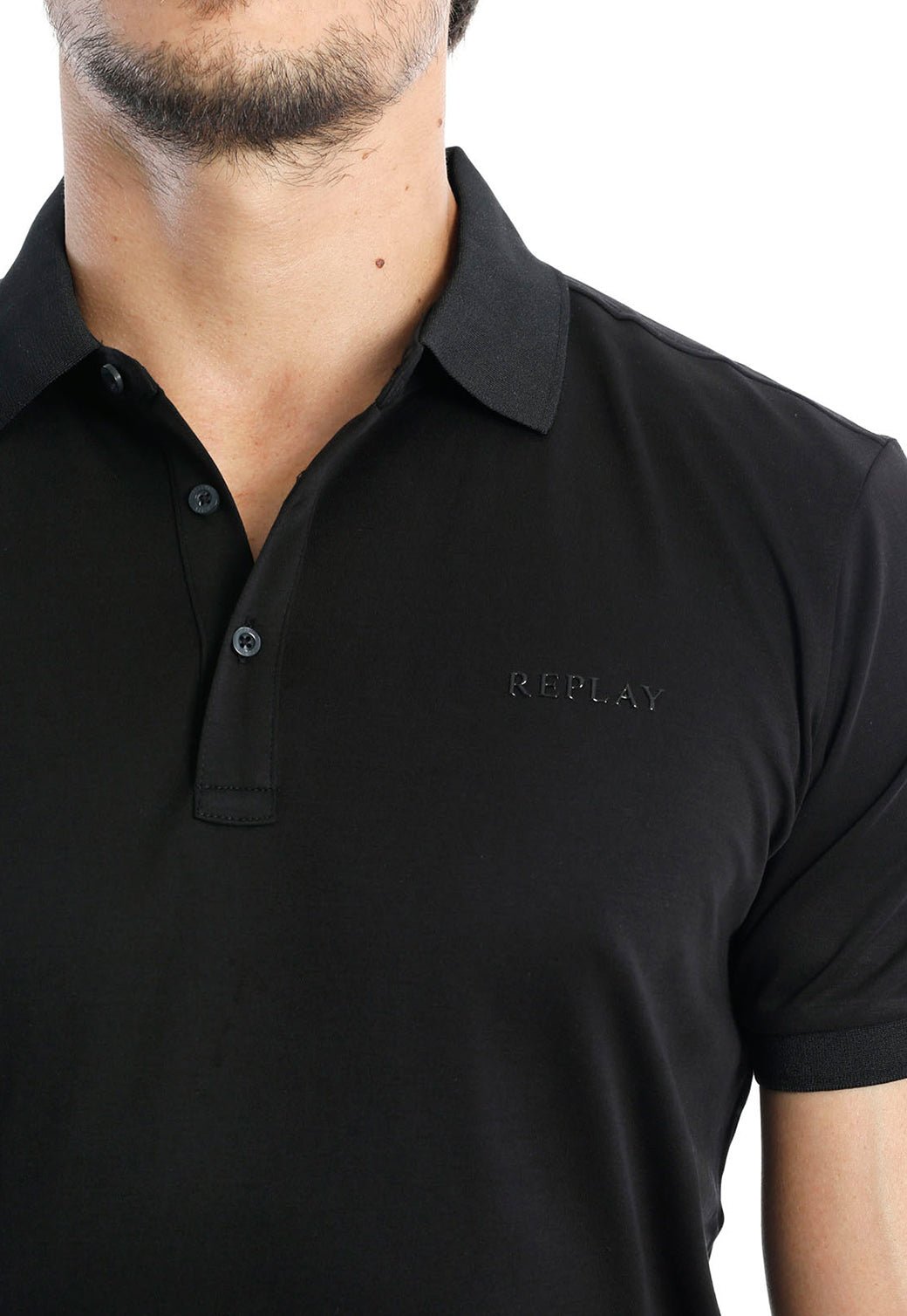 חולצת פולו בייסיק מבד פיקה עם לוגו גברים - Replay