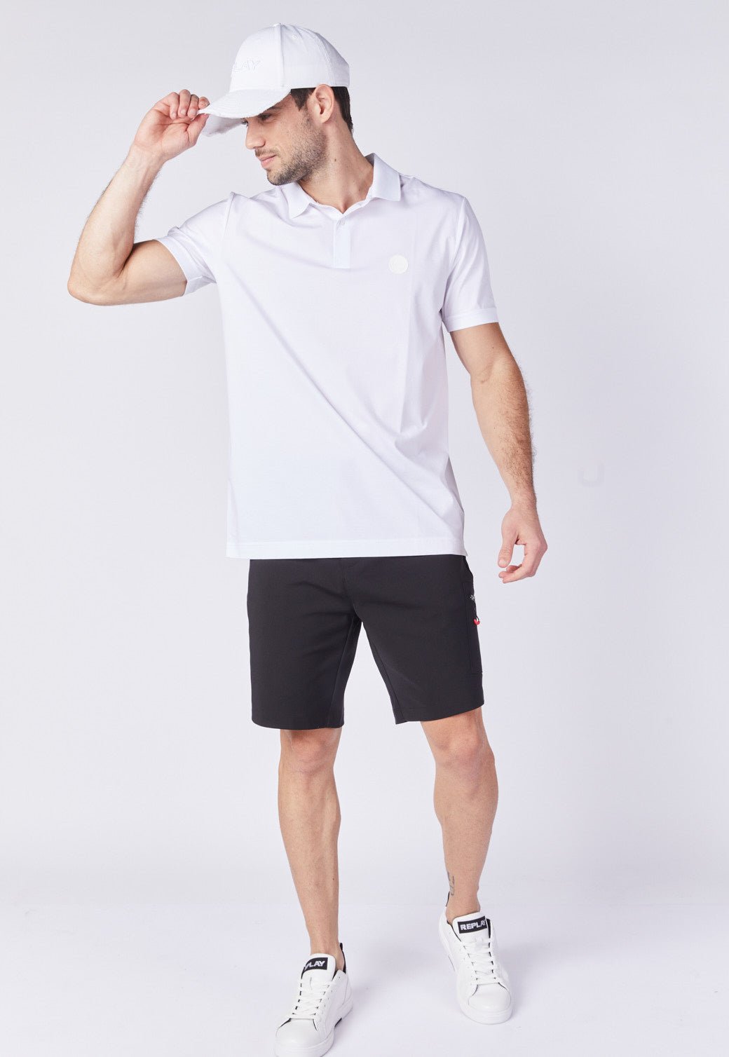 חולצת פולו קצרה עם לוגו עגול גברים - Replay