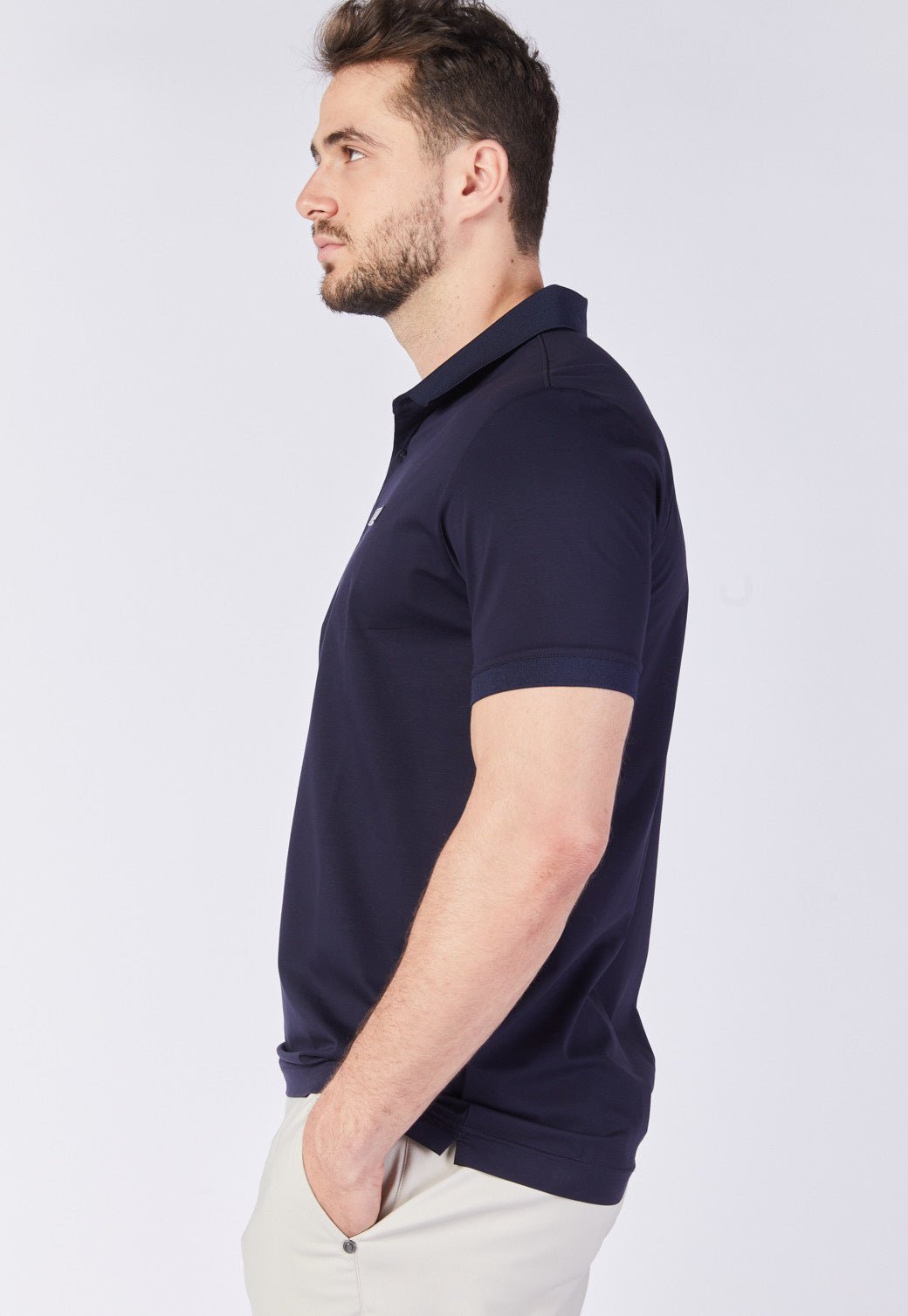 חולצת פולו קצרה עם לוגו תג גברים - Replay