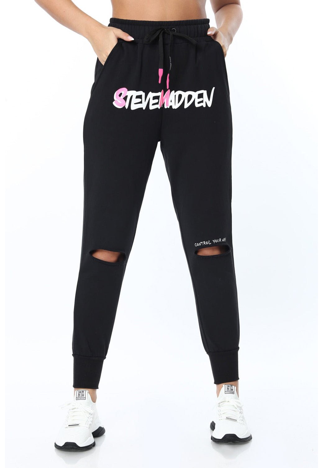 W LONG PANTS TRINTYP BLACK - Steve Madden